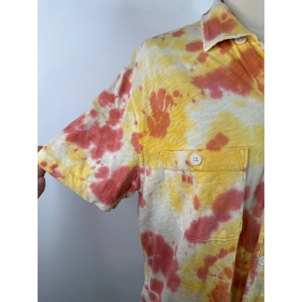 J. Crew Mens Tie Dye Good Loops Collared Short Sleeve T-Shirt